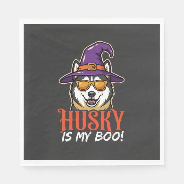 Halloween Husky Är Min Boo Häxhatt Pappersservett (Framsidan)
