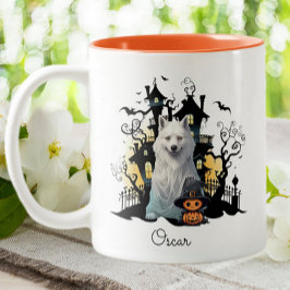 Halloween Husky Ghost Haunted House Personlig Två-Tonad Mugg