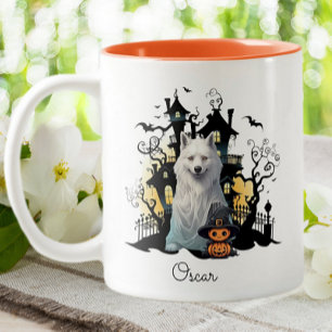 Halloween Husky Ghost Haunted House Personlig Två-Tonad Mugg