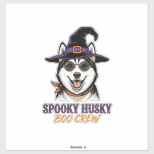Halloween Husky Tröja Häxa Hund Vintage Grafisk Klistermärken