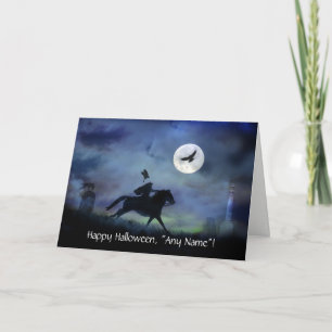Halloween Huvudlös Ryttare Anpassat Namn Helgkort
