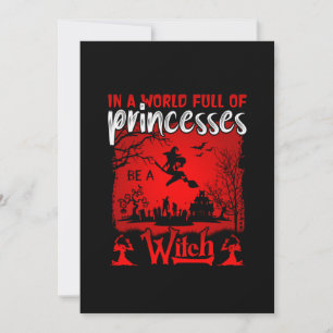 Halloween I En Värld Full Av Prinsessor Var En Häx Inbjudningar