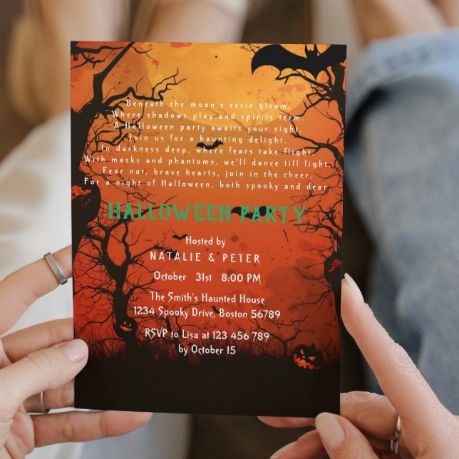 Halloween I Mörk Forest Dikt Inbjudningar (Skapare uppladdad)