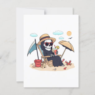 Halloween i Sommaren - Grim Reaper on Beach Vykort