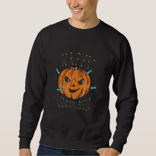 Halloween I-vaccinering mot Un-vaccinerad mask-kon Lång Ärmad Tröja