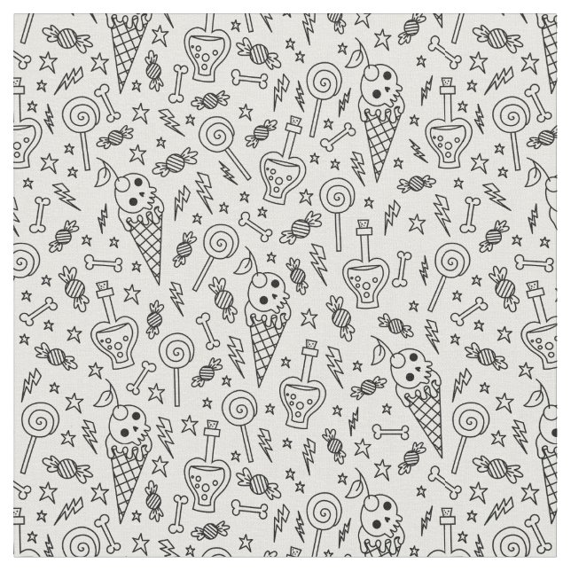 halloween ice cream skull bones poison white tyg (Närbild)