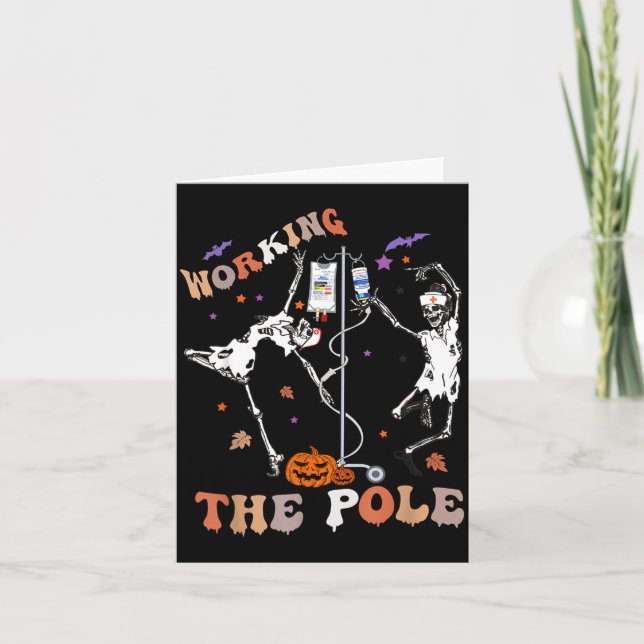 Halloween Icu Er Nurse Working The Le Skeleton Dan Kort (Framsida)