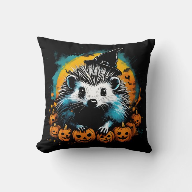Halloween Igelkott och pumpor söt Kudde (Framsida)