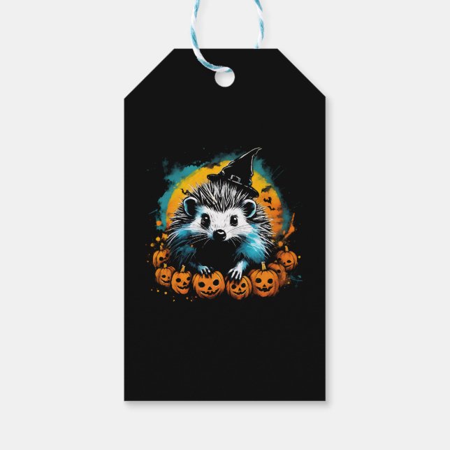 Halloween Igelkott och pumpor söt Presentetikett (Baksidan)