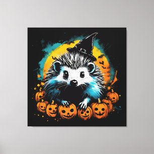 Halloween Igelkott och pumpor söta Canvastryck