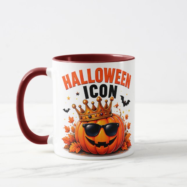 Halloween Ikon Rolig Kung Pumpa Höst Mugg (Vänster)