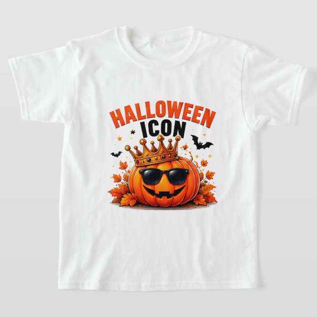 Halloween Ikon Rolig Kung Pumpa Höst T Shirt (Laydown)