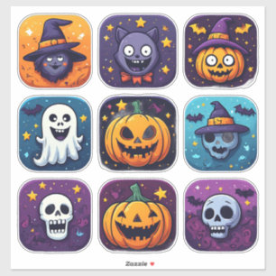 Halloween-ikoner Pumpa Spöken Häxor Fladdermöss 🎃 Klistermärken