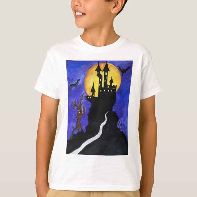 Halloween Illustartion Fladdermus Castle Kids' T-S Tröja (Framsida)