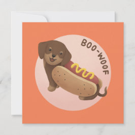 Halloween-illustration: Boo-Woof (Dachshund) Julkort