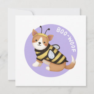 Halloween-illustration: Boo-Woof (Welsh Corgi) Julkort