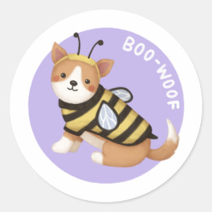 Halloween Illustration: Boo-Woof (Welsh Corgi) Runt Klistermärke