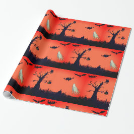 Halloween Illustration Glossy Wrapping Papper Presentpapper