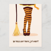 Halloween Illustration "Lets Meet" Inbjudan vykort