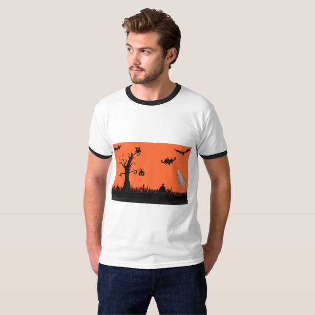 Halloween Illustration Manar Basic Ringer T-Shirt (Hel framsida)
