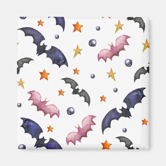 Halloween-illustration med fladdermöss och stjärno magnet (Framsidan)