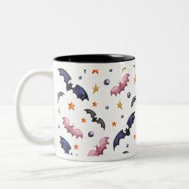 Halloween-illustration med fladdermöss och stjärno Två-Tonad mugg