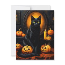 Halloween-illustration med katt och pumpor