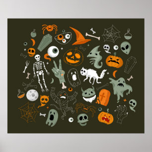 Halloween-illustration med Sign och Sybo Poster