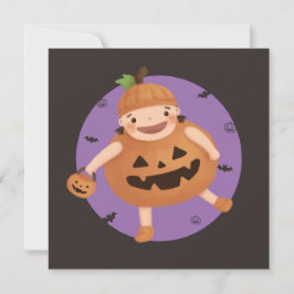 Halloween Illustration: Pumpkin Girl Inbjudningar