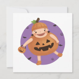 Halloween Illustration: Pumpkin Girl Inbjudningar