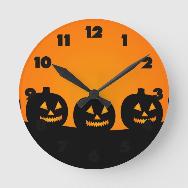 Halloween Illustration Rund Klocka (Framsida)