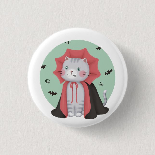 Halloween Illustration: Vampyre Cat Knapp (Framsida)
