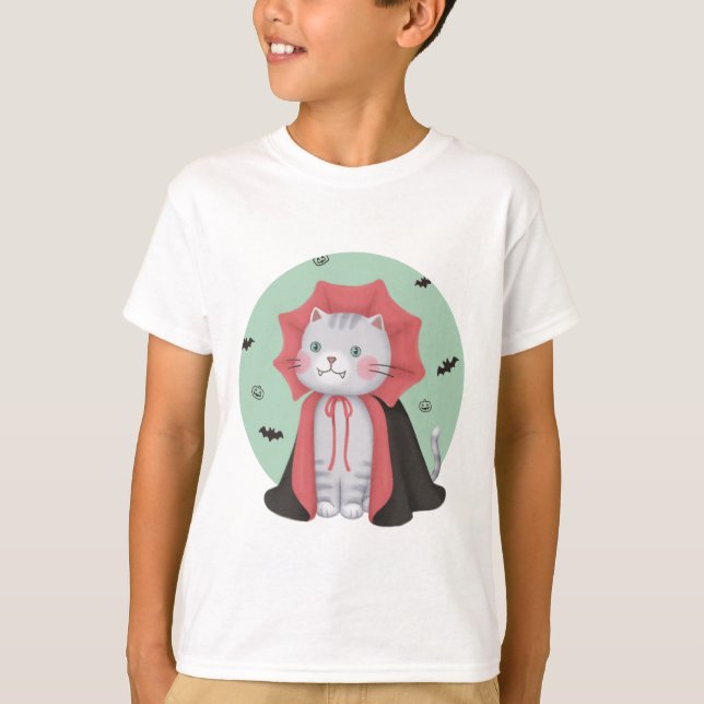 Halloween Illustration: Vampyre Cat T Shirt (Framsida)