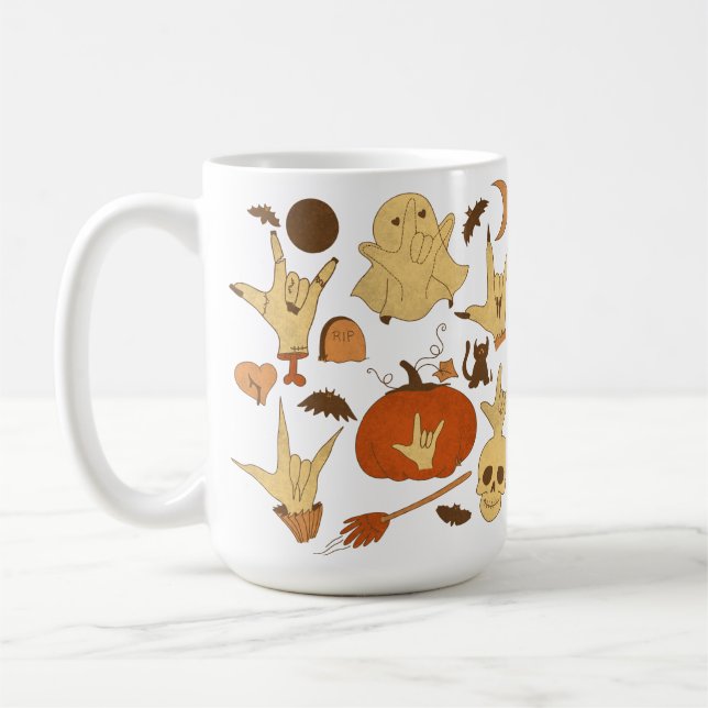 Halloween ILY - ASL-design Kaffemugg (Vänster)