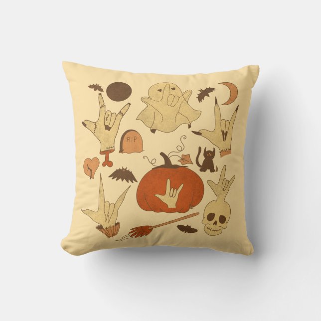 Halloween ILY - ASL-design Kudde (Framsida)