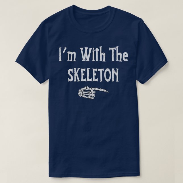 Halloween I'm With Skeleton Halloween Costume Coup T Shirt (Design framsida)