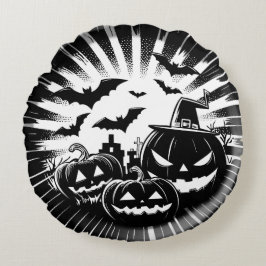 Halloween in black and white rund kudde