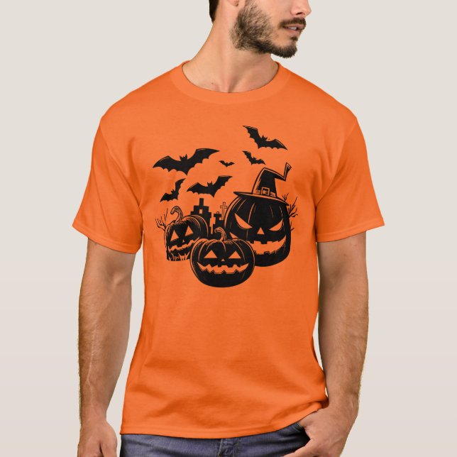 Halloween in black and white t shirt (Framsida)