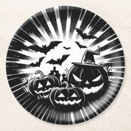 Halloween in black and white underlägg papper rund