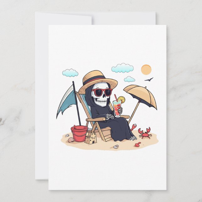 Halloween in Summer – Grim Reaper on the Beach Inbjudningar (Framsida)