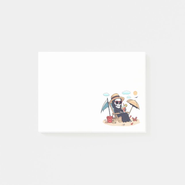 Halloween in Summer – Grim Reaper on the Beach Post-it Block (Framsida)