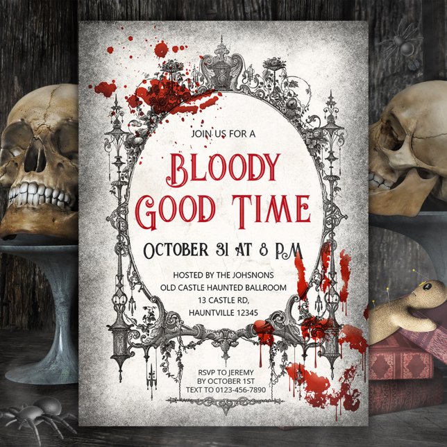 Halloween-inbjudan Bloody Bra Time Inbjudningar (Bloody good time Halloween invitation Victorian gothic Halloween invite)