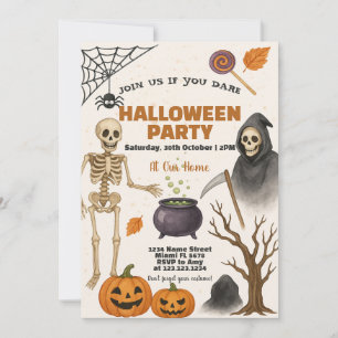 Halloween-inbjudan Candy corn & Trick-or-Treat Inbjudningar