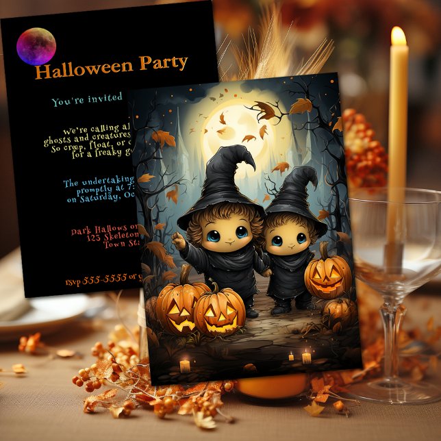 Halloween-inbjudan Child Witches Lycklig Pumpkins Inbjudningar (Skapare uppladdad)