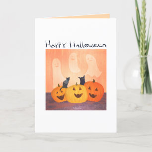 Halloween inbjudan eller hälsning katter/spöken