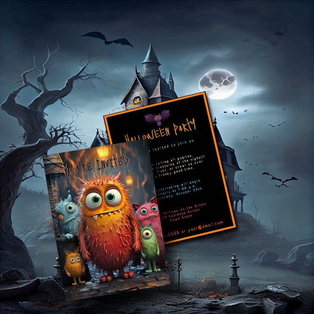 Halloween-inbjudan-Fåniget är ett roligt Cute Crea Inbjudningar (Skapare uppladdad)