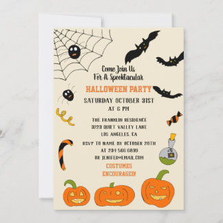 Halloween-inbjudan för barn och vuxna. inbjudningar