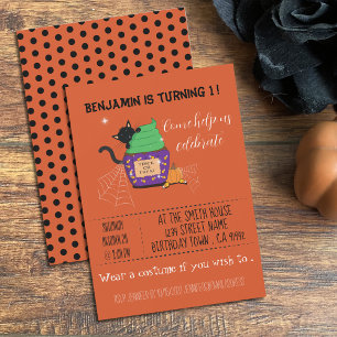 Halloween-inbjudan för barnkalas i orange inbjudningar