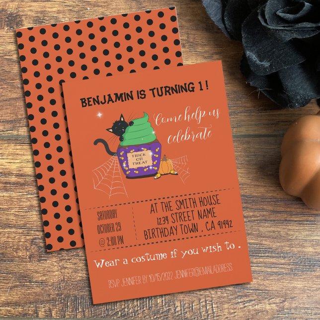 Halloween-inbjudan för barnkalas i orange inbjudningar (Skapare uppladdad)