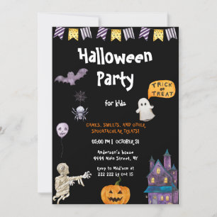 Halloween-inbjudan för barnkalas inbjudningar